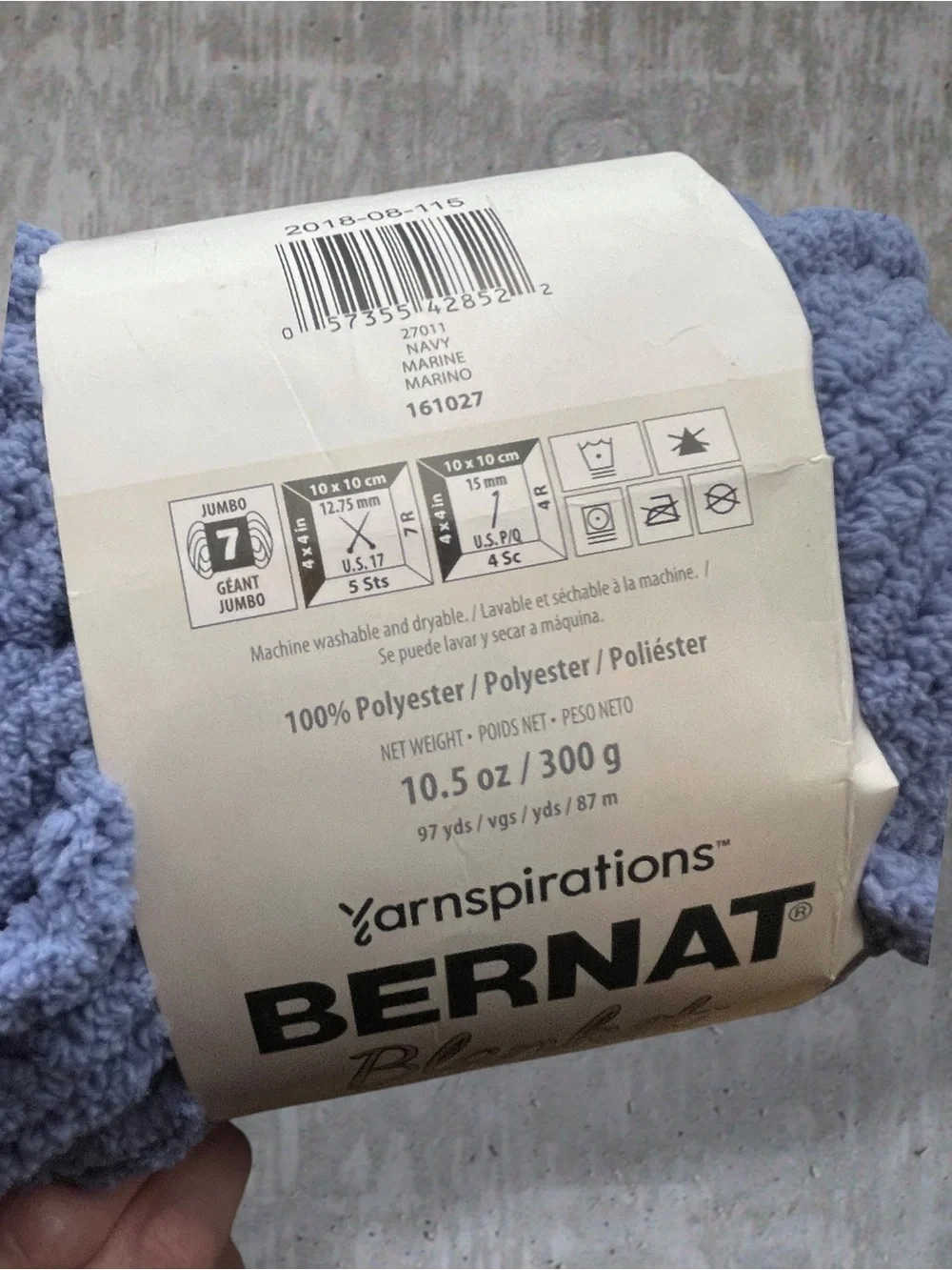 Bernat Blanket Extra Yarn Bundle 27011 NAVY MARINE 10.5oz/300g 220 Yards (2Pk)